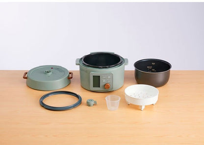 電気圧力鍋 3L ヘルシー アイリスオーヤマ 液晶タイプ KPC-MA3-G グリーン 圧力鍋 電気 3L 鍋 なべ ナベ 炊飯器 糖質抑制 低温調理 発酵 保温 予約タイマー 洗える 多機能 メニュー レシピブック付き