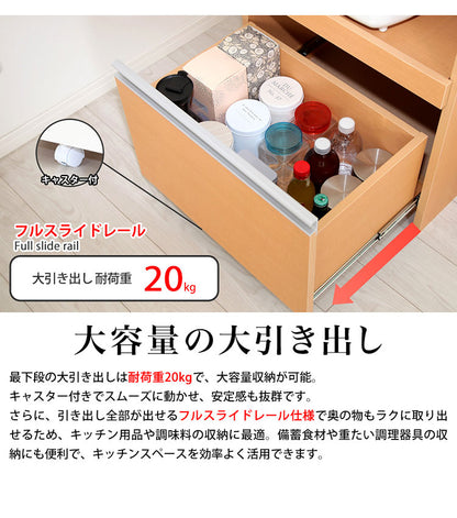 ステンレス天板キッチンカウンター 幅60cm×奥行42cm×高さ85cm 日本製 コンセント2口(計1500W)付き 最下段の引き出しに支えキャスター付き キッチン収納 レンジ台(代引不可)