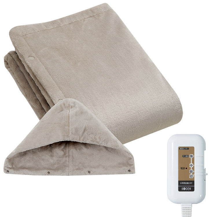 フード付き 140×80cm フランネル 電気ひざかけ毛布 ホットローブタイプ ボタン付き 着る 被る 掛ける 冬 あたたか ホット 毛布 140×80サイズ CWH141G-HJ