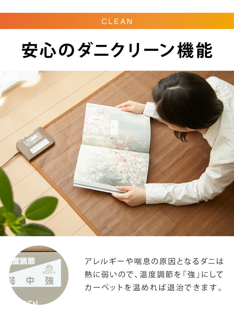 フローリング調電気マット 1.5畳 176×128cm ホットカーペット 電気マット ホットマット キッチンマット 防水 ブラウン ライトベージュ