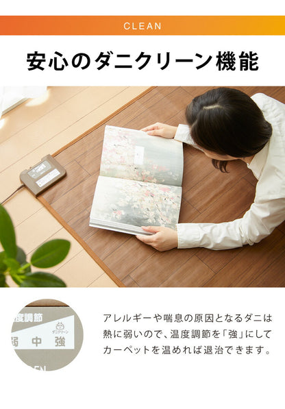 フローリング調電気マット 1.5畳 176×128cm ホットカーペット 電気マット ホットマット キッチンマット 防水 ブラウン ライトベージュ