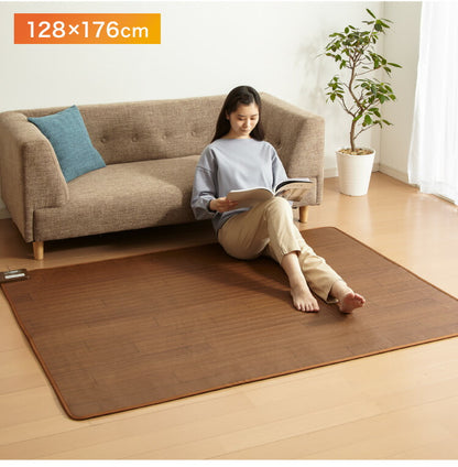 フローリング調電気マット 1.5畳 176×128cm ホットカーペット 電気マット ホットマット キッチンマット 防水 ブラウン ライトベージュ