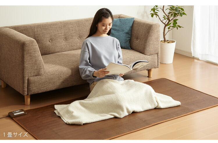 フローリング調電気マット 1.5畳 176×128cm ホットカーペット 電気マット ホットマット キッチンマット 防水 ブラウン ライトベージュ