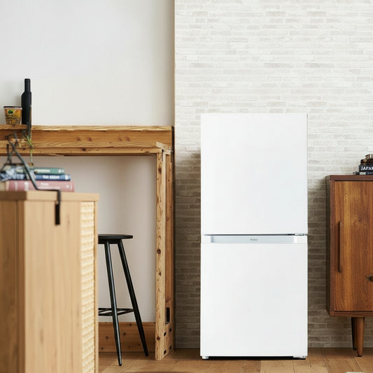 Haier ハイアール 冷凍冷蔵庫 121L 右開き 2ドア コンパクト 自動霜取 ファン式 間冷式 コンプレッサー式 ドアポケット フリーケース 引き出し スリム 省エネ 静音 天板 棚 JR-NF121C-W(代引不可)