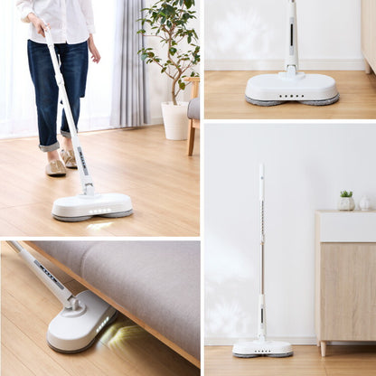 simplus モップ クリーナー 電動モップ 回転モップクリーナー LED付き 替えパッド付 強力 3種類パッド付き 自立 コードレス ツインモップ 水拭き 電動回転モップ SP-TRM01 シンプラス
