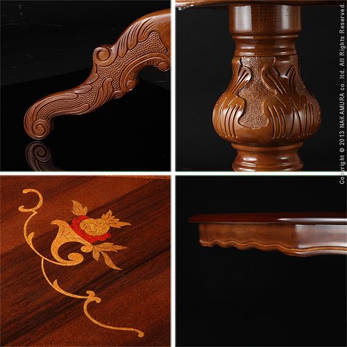 イタリア製 ヴェローナ クラシック ダイニングテーブル 円形 幅135 丸型 机 食卓 アンティーク おしゃれ テーブル 天然木 木製 丸テーブル(代引不可)