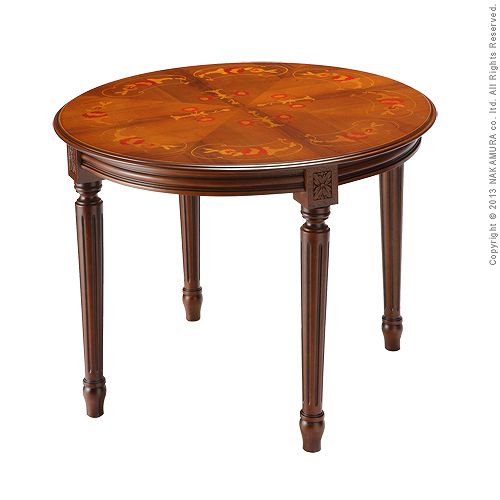 イタリア製 ヴェローナ クラシック ダイニングテーブル 円形 幅90 丸型 机 食卓 アンティーク コンパクト スリム おしゃれ テーブル 天然木 木製(代引不可)