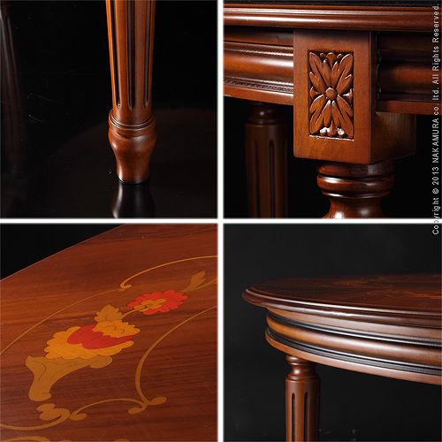 イタリア製 ヴェローナ クラシック ダイニングテーブル 円形 幅90 丸型 机 食卓 アンティーク コンパクト スリム おしゃれ テーブル 天然木 木製(代引不可)