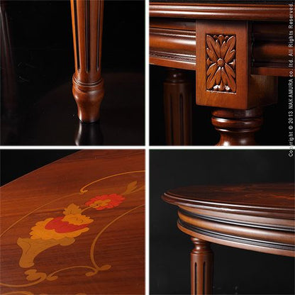 イタリア製 ヴェローナ クラシック ダイニングテーブル 円形 幅90 丸型 机 食卓 アンティーク コンパクト スリム おしゃれ テーブル 天然木 木製(代引不可)