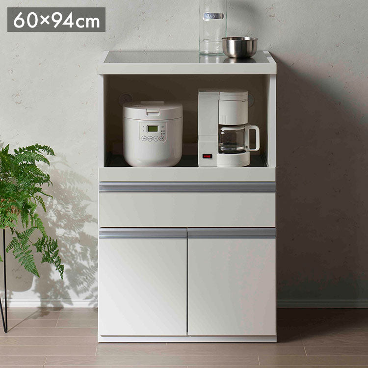 フナモコ キッチンカウンター STW-600 スーパーホワイト ホワイト キッチンカウンター 炊飯器 電子レンジ レンジ キッチン収納 キッチンボード 幅60 高さ94cm(代引不可)