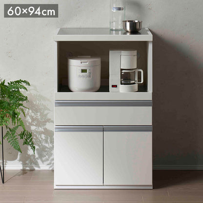 フナモコ キッチンカウンター STW-600 スーパーホワイト ホワイト キッチンカウンター 炊飯器 電子レンジ レンジ キッチン収納 キッチンボード 幅60 高さ94cm(代引不可)