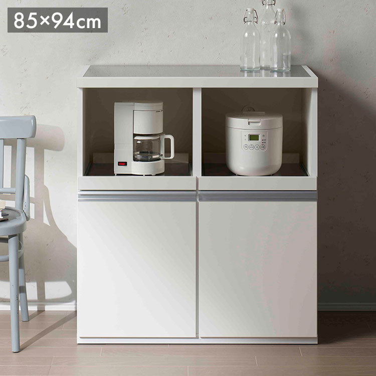 フナモコ キッチンカウンター STW-850 スーパーホワイト ホワイト キッチンカウンター 炊飯器 電子レンジ レンジ キッチン収納 キッチンボード 幅85 高さ94cm(代引不可)