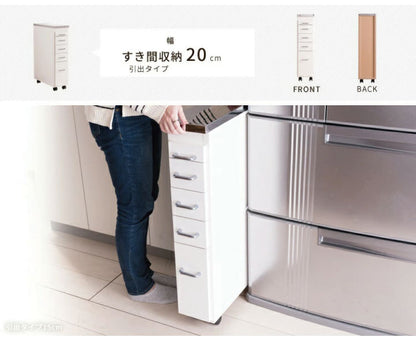 日本製 完成品 ステンレスキッチンワゴン 幅20cm 引出タイプ キッチン収納 隙間収納 国産 キャスター付き スライドテーブル付き 隙間収納 すき間収納 キッチン 収納 キッチン収納 マルチワゴン(代引不可)