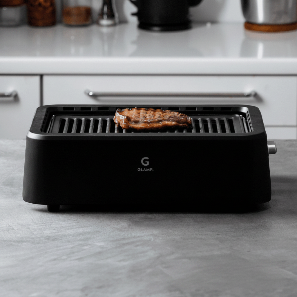 GLAMP 超少煙グリル 減煙 煙が出ない 焼肉 ホットプレート バーベキュー コンロ グランプ 遠赤外線 スモークレス 煙が少ない 電気 焼き鳥 おしゃれ コンパクト SG01