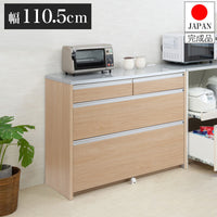 日本製 完成品 キッチンカウンター 幅110.5 マリンナチュラル アンティーク 北欧 カウンター 引き出し キャスター付き 鏡面仕上げ 木製 木目調 おしゃれ 北欧 大容量 国産 ワイド 収納(代引不可)