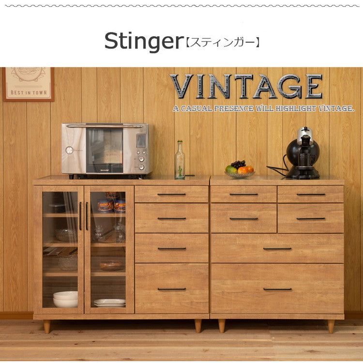 STING キッチンカウンター 幅80.5 ヴィンテージオーク ステンレス レンジ台 レンジラック 食器棚 レンジボード キッチン収納 キッチンボード 木製 キャビネット キッチンラック(代引不可)