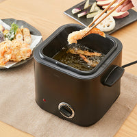 卓上フライヤー simplus 電気フライヤー 1.2L 蓋付き 揚げもの からあげ 串カツ 串揚げ 新生活 ホームパーティー マットブラック シンプラス SP-DKF01-BK コンパクト バスケット付き 揚げ物