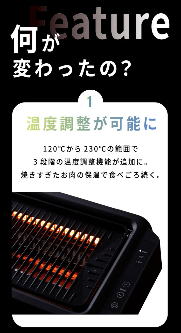 GLAMP 新型 超少煙グリルDX 遠赤外線 減煙 煙が少ない 煙が出にくい 室内 焼き魚 焼肉 焼き鳥 おうち焼肉 ホットプレート コンロ グランプ スモークレス お手入れ簡単 電気 ヘルシー おしゃれ SG03