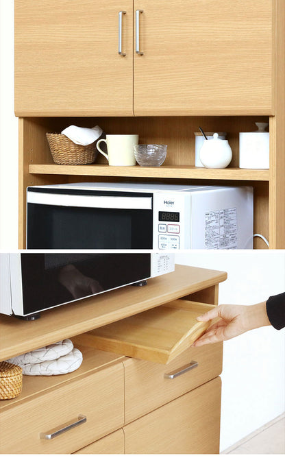 レンジ台 食器棚 幅78cm 高さ181cm ナチュラルブラウン キッチン 家電 収納 シンプル キッチン収納 ベアルモ 台所 オープン棚