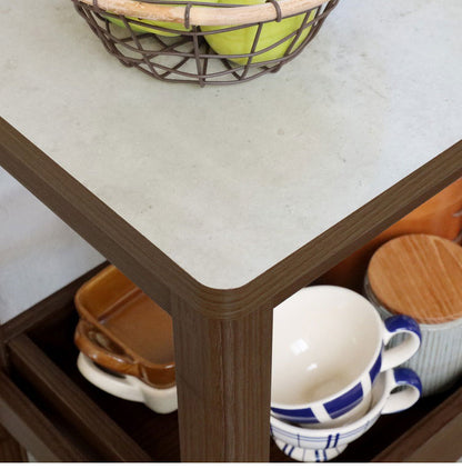 キッチンワゴン 3段 幅60cm 高さ85cm 石目調 メラミン天板 キャスター付 キッチン収納 ベアルモ 台所 オープン棚