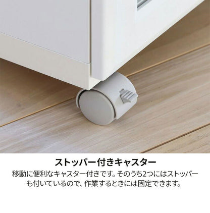 カウンターワゴン 食器棚 幅112cm 高さ85cm ホワイト 白 キャスター付 背面化粧有 キッチン収納 シンプル キッチンカウンター ベアルモ BRM-8511CWWH 白井産業(代引不可)