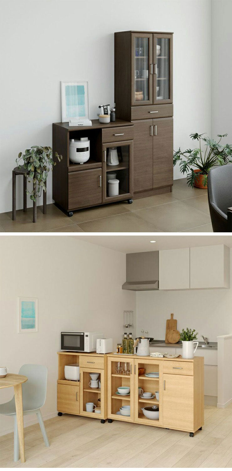 カウンターワゴン レンジ台 幅74cm 高さ85cm ホワイト 白 スライド棚 キャスター コンセント付 背面化粧有 シンプル キッチン収納 キッチンカウンター ベアルモ BRM-8575SLWH 白井産業(代引不可)