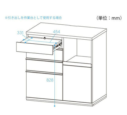 キッチンカウンター レンジ台 食器棚 幅90cm 高さ90cm ナチュラルブラウン 引出4段 コンセント付 メラミン天板 キッチン 家電 収納 コモピア CMA-9090SLNA(代引不可)