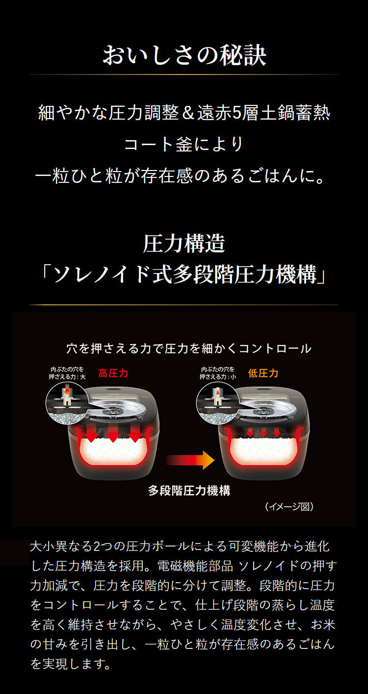 タイガー TIGER 圧力IHジャー炊飯器 炊きたて 5.5合 ディープブラウン 遠赤5層土鍋蓄熱コート釜 おにぎり 冷凍 極うま 少量旨火炊き JRI-H100TP