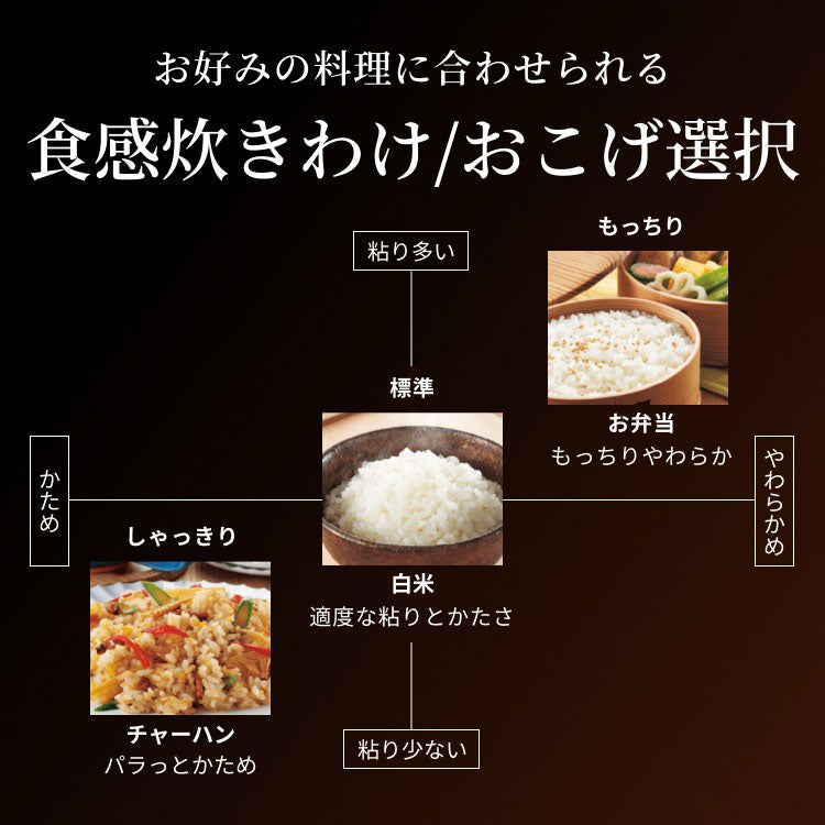 TIGER タイガー 土鍋圧力IHジャー炊飯器 土鍋ご泡火炊き 5.5合 炊き分け おこげ 少量旨火 分づき米 玄米 雑穀 麦飯 吸水 お手入れ簡単 タッチディスプレイ 黒鳶 JRL-A100KT