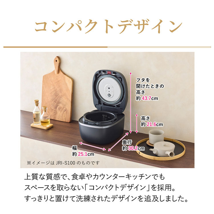 TIGER タイガー 圧力IHジャー炊飯器 ご泡火炊き エントリーモデル 1升 土鍋コート 炊き分け 極うま 少量 冷凍 おにぎり 分づき米 玄米 雑穀 麦飯 調理 圧力クリーニング JRI-S180KO オフブラック