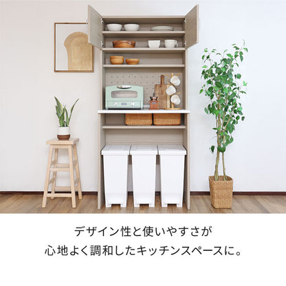 日本製 キッチンラック ゴミ箱収納 レンジ台 机 作業台 国産家具 カウンター キッチン 台 食器棚 キッチンキャビネット キッチンカウンター ペール 幅82cm スツール DIY 木製 組立 新生活 CU-1885T
