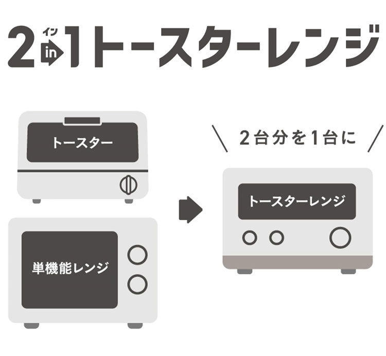 日立 2in1トースターレンジ 15L MRT-F100 H チャコールグレー パン専用モード 単機能レンジ グリル調理 ワイド庫内 1000W 温度調節4段階