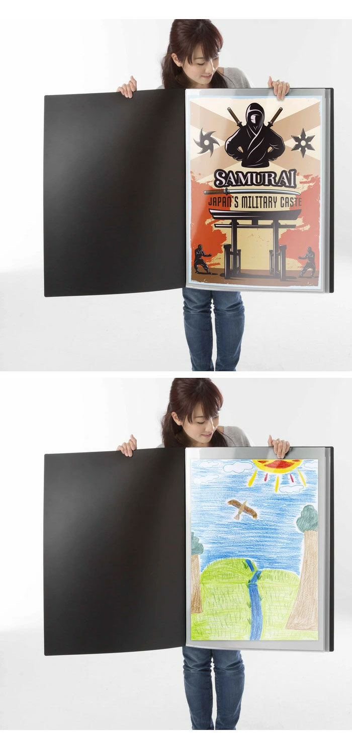 B2 ポスターファイル 24枚収納 12ポケット 保存 保管 アニメ 映画 得点 コレクション ファイリング ポスター ファイル ブラック 資料 大きいファイル 作品 VS-Z01BK ベルソス