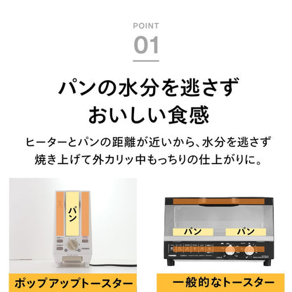 ポップアップトースター 2枚焼き TS-D404W ホワイト TWINBIRD ツインバード 薄型11cm 焼き色無段階調節 4枚切りまで対応 コンパクト ベーグル 山型パン 冷凍パンモード搭載