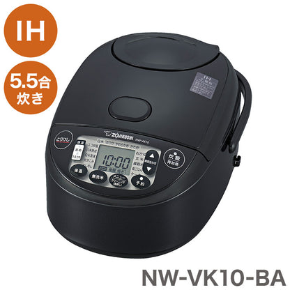 炊飯器 5.5合炊き 象印 5.5合 NW-VK10-BA 極め炊き IH炊飯器 ブラック エコ炊飯 白米急速 玄米 パンメニュー 象印マホービン 黒まる厚釜採用 黒